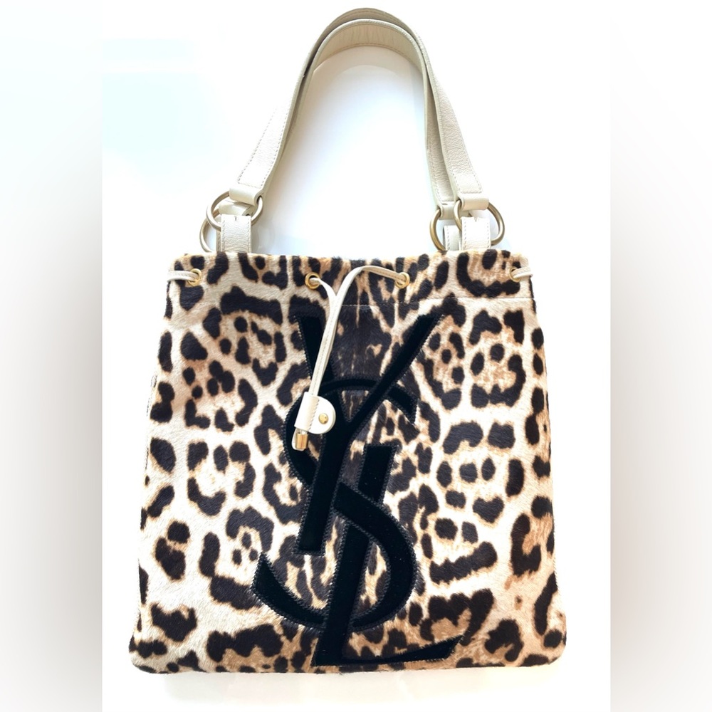 SOLD Rare Yves Saint Laurent Rive Gauche Leopard Pony Hair Kahala Tote